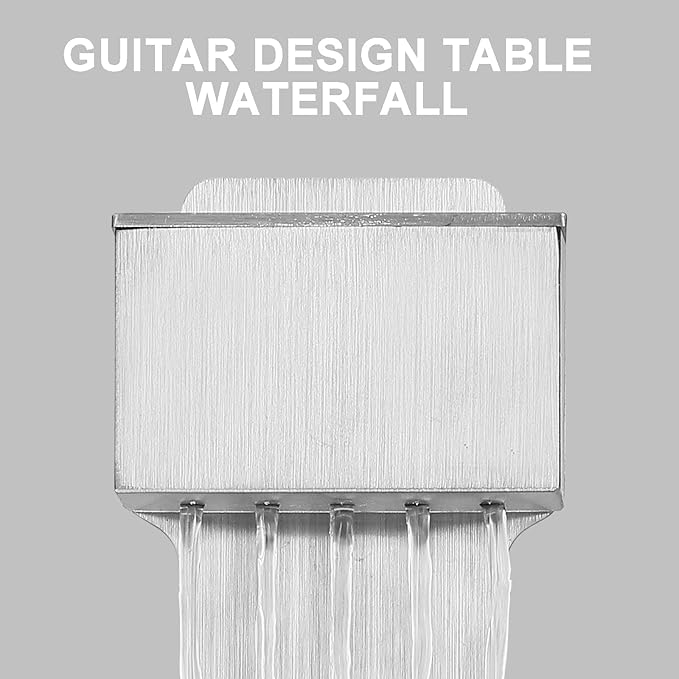 Indoor Tabletop Fountain with 3-Color LED Lights, 304 Stainless Steel Guitar-Shaped Desktop Meditation Waterfall for Home & Office Décor, Relaxing Water Feature Air-Purifying Gift