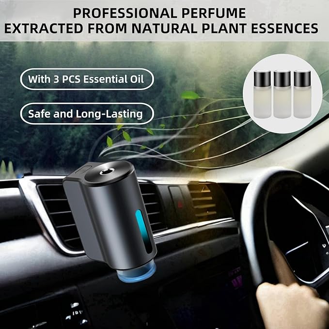 Car Air Freshener Diffuser, Smart Car Air Freshener, Car Diffuser Air Freshener with Three Adjustable Modes, Aromatizante Para Carro with 3pcs Essential Oil, Car Fresheners Long Lasting - Bloomnest