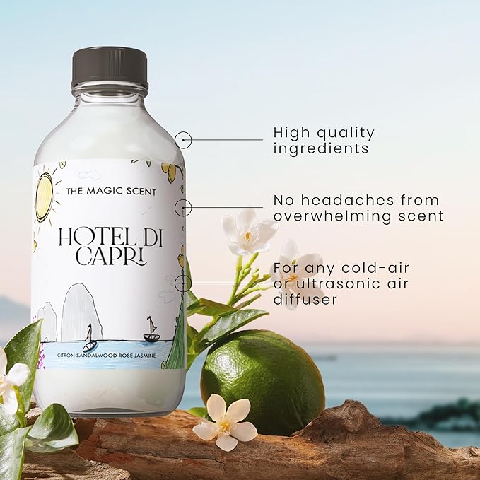 The Magic Scent Hotel Di Capri Hotel Scent Diffuser Oil - Cold-Air & Ultrasonic Fragrance Oil for Diffuser Inspired by Capri, Italy - Essential Oils for Diffusers Aromatherapy - 4 fl oz, 120 mL - Bloomnest