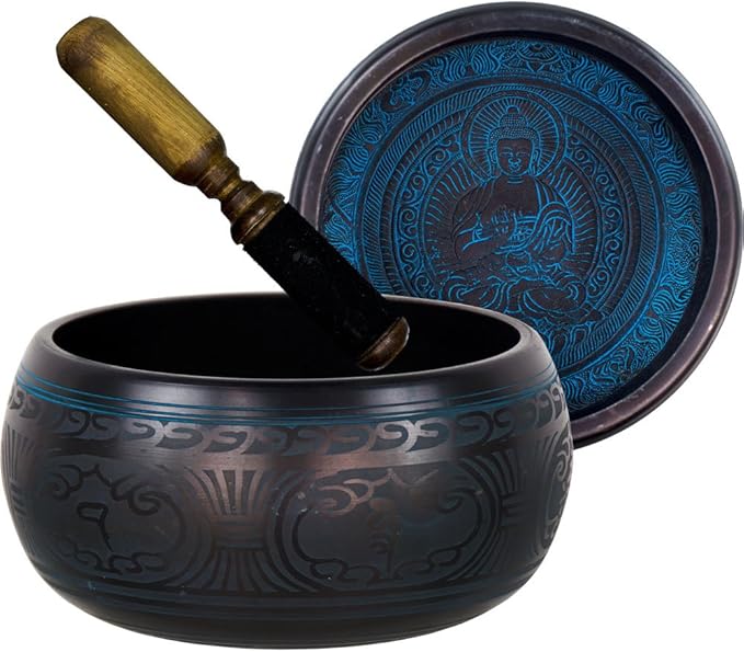 Singing Bowl Round Sides 8" Medicine Buddha Blue - Bloomnest