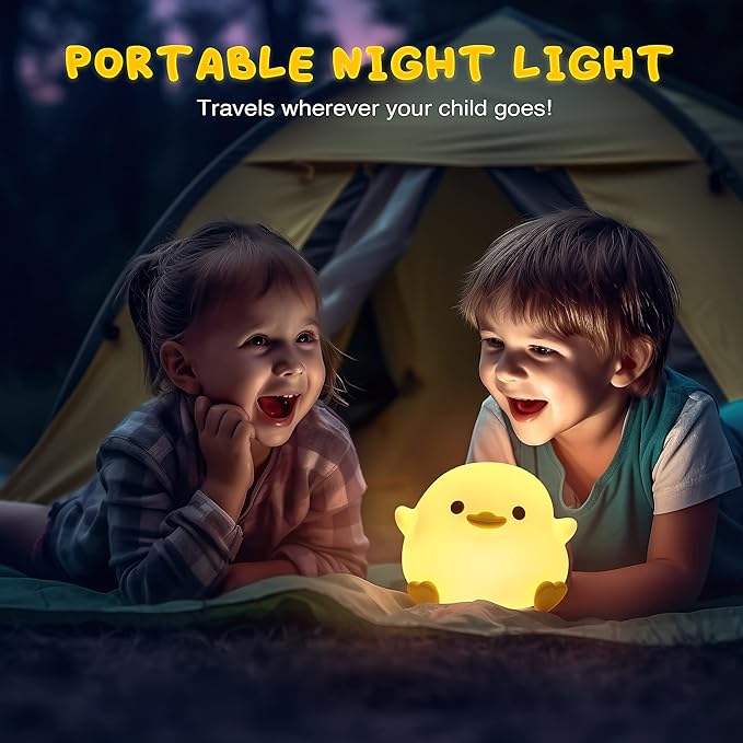 UNEEDE LED Cute Bean Duck Night Light, DoDo Duck Silicone Nursery Night Light Squishy Dimmable Rechargeable Table Bedside Lamp with Touch Sensor for Bedrooms, Living Room Unique Dorm Decor Gift Toy - Bloomnest