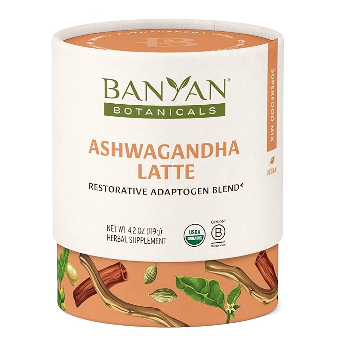 Banyan Botanicals Ashwagandha Latte – Caffeine-Free Organic Herbal Latte Mix – Instant Herbal Adaptogen Drink for Energy, Relaxation, and Nourishment* – 4.2 oz – Non-GMO Sustainably Sourced Vegan - Bloomnest