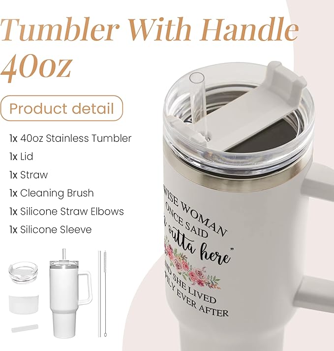 SANDJEST Retirement Tumbler 40oz Stainless Steel with Handle and Straw - Happy Retirement Gifts for Coworkers & Colleagues - Bloomnest