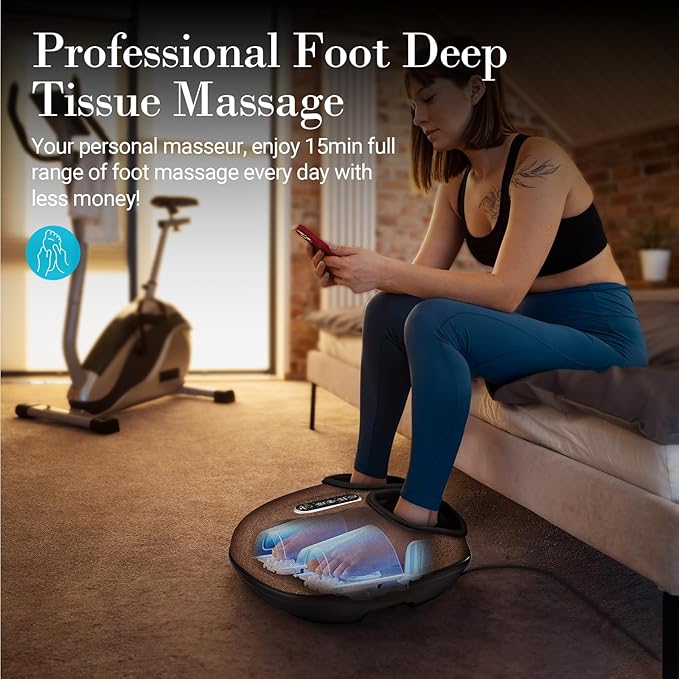 Foot Massager with Heat, FSA Eligible HSA Shiatsu Feet Massager with Remote Control, Multi-Level Compression Knead Foot Massage for Neuropathy & Plantar Fasciitis, Fits Up to 13", Gifts(Brown)