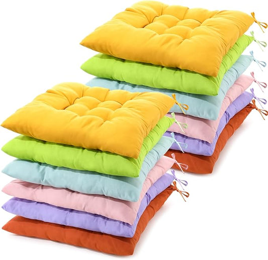 Geetery 12 Pcs Floor Pillows for Classroom Bulk Square Seating Cushions for Floor Chair School Kindergarten Reading Corner, 15.7'' Large Thick Meditation Cushions Yoga Nursery Daycare (Candy Color) - Bloomnest