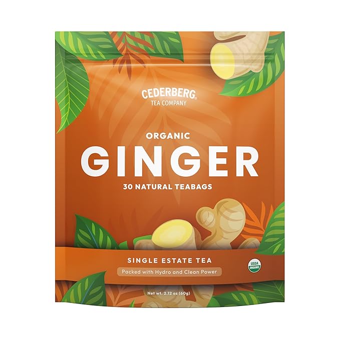 Cederberg Tea Company Organic Ginger Tea — 30 Tea Bags | Organic Herbal Tea From Single Origin | Eco-Friendly Tea Bags | Non-GMO Caffeine Free Tea With Zero Sugar - Bloomnest