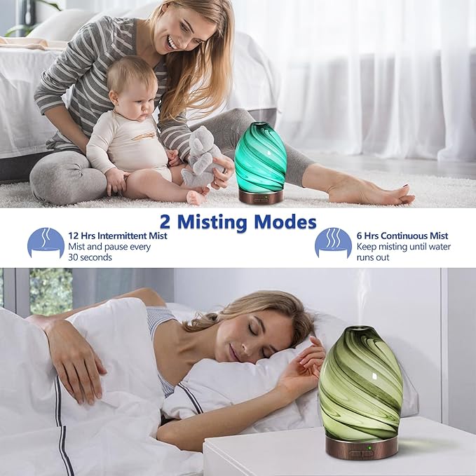 Essential Oil Diffuser Aromatherapy Diffuser -150ml Art Glass Aroma Diffuser for Home Ultrasonic Diffuser with Auto Shut-Off Protection,7 Colors Light for Home Office SPA Decor & Gift (Storm Cloud) - Bloomnest