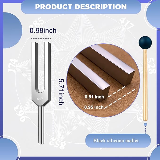 417 Hz Tuning Fork Set, Aluminum Alloy Tuning Fork for Healing, Chakra, Sound Therapy, Keep Body, Mind and Spirit in Perfect Harmony - Bloomnest