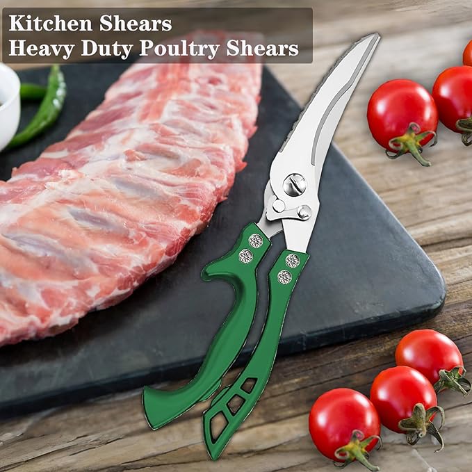 ANDONG Heavy Duty Poultry Shears, All-Purpose Kitchen Scissors for Food, Spatchcock Shears, Green - Bloomnest