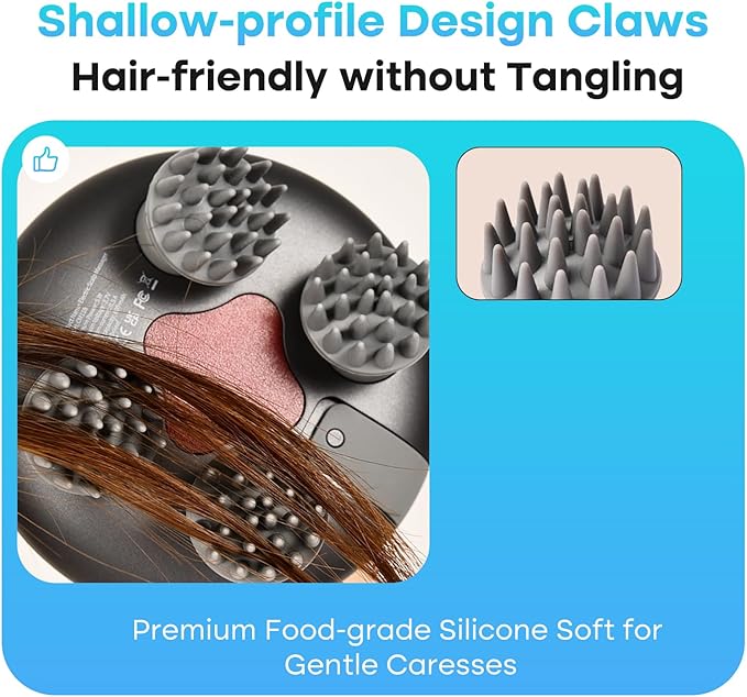 arboleaf Scalp Massager Electric, Portable Head Massager Scalp Stress Relax, Waterproof 6 in 1 Hair Massage with 8 Removable Claws, Rechargeable Hair Head Scratcher, Gifts for Her Him arboleaf