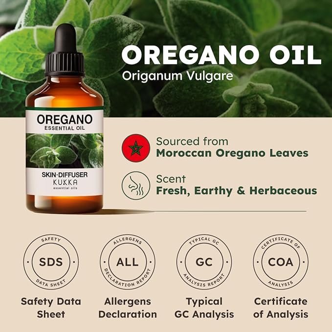 KUKKA Oregano Essential Oils - 4 Fl Oz - for Hair, Skin, Diffuser, Aromatherapy & DIY Soap Making Scent - Bloomnest