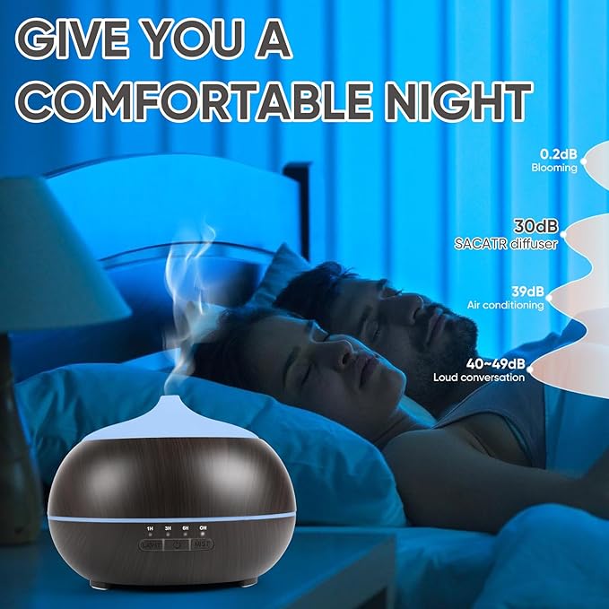 HAPPTWS 500ML Essential Oil Diffuser - BPA Free Ultrasonic Aromatherapy Diffuser, with 7-Color Lights Waterless Auto Shut Off for Home、Room、pet Room - Black HAPPTWS