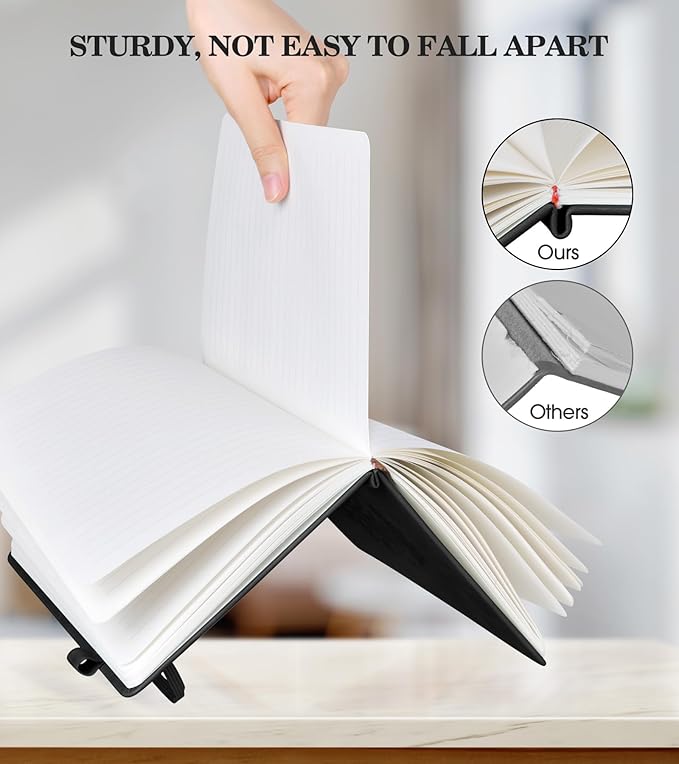 Lined Journal Notebook for Women, A5 Pink Hardcover Leather Journals for Writing, 200 Pages Travel Daily Journal,Thick College Ruled Notebook for Work School, Note Taking, Business 5.75'' X 8.38'' Black - Bloomnest