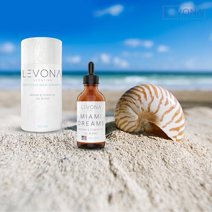 Levona Scent Essential Oils for Diffusers for Home: Miami Dreams Hotel & Home Luxury Scents Fragrance Oil - Aroma Oil with Notes of Bergamot Oil & Pine Essential Oil -120 Ml Scented Oils for Diffuser - Bloomnest