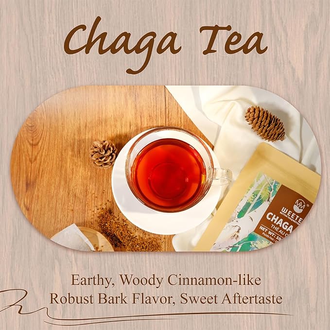 WT WEETEE Chaga Tea Bags 100 Count, 100% Siberian Birch Chaga Mushroom Tea, Caffeine-Free - Rich in Antioxidants - Bloomnest