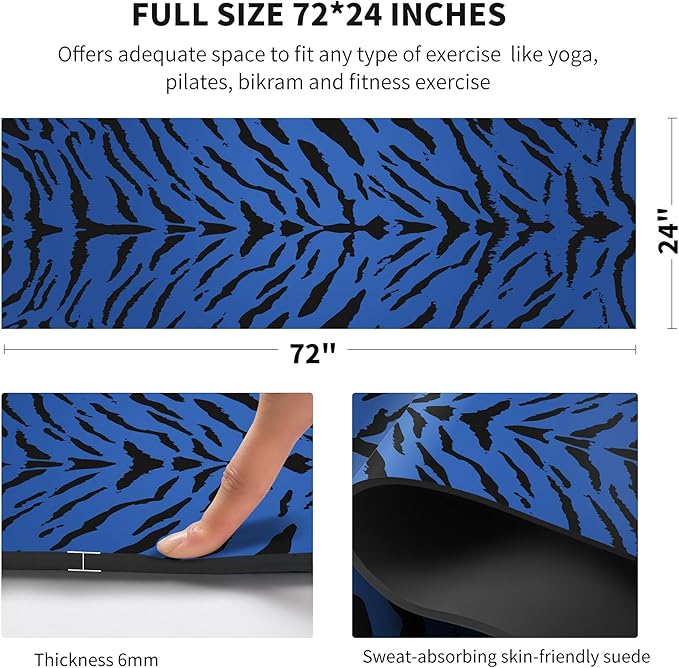 nuveti Yoga Mat Print Extra Thick TPE Non Slip Fitness Exercise Mat with Carrying Bag,72"x24" Extra Thick 6MM Exercise & Workout Mat for Yoga, Pilates Fitness and Floor Exercises - Bloomnest