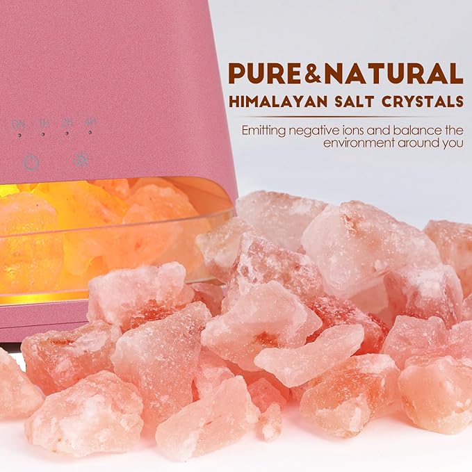 SALKING 2-in-1 Himalayan Salt Lamp & Ultrasonic Essential Oil Diffuser, Aromatherapy Diffuser Cool Mist Humidifier, Salt Therapy Lamp, 100% Pure Himalayan Salt, Ambient Glow, 150ml (Hot Pink) - Bloomnest