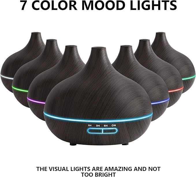 SACATR 550ml Oil Diffuser with 30x5 mL Essential Oils, Ultrasonic Technology, Remote Control for Home Office - Bloomnest