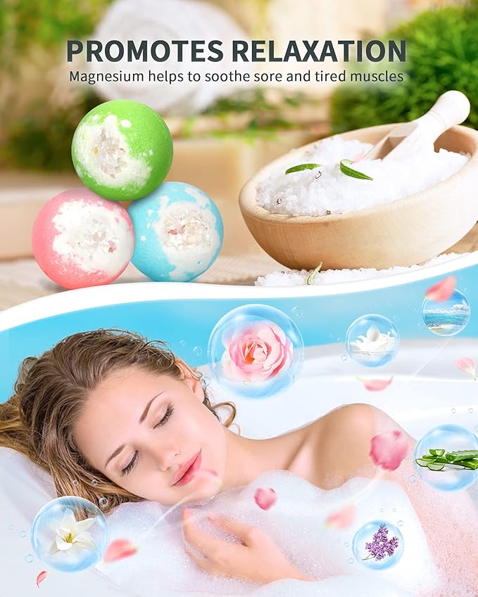 Light Up Bath Bombs with Surprise Inside, 4.23 oz XL Natural Gift Set 6 with Essential Oils, Magnesium Large Bath Bombs for Women Relaxing Spa Skin Moisturize Gifts for Women - Bloomnest