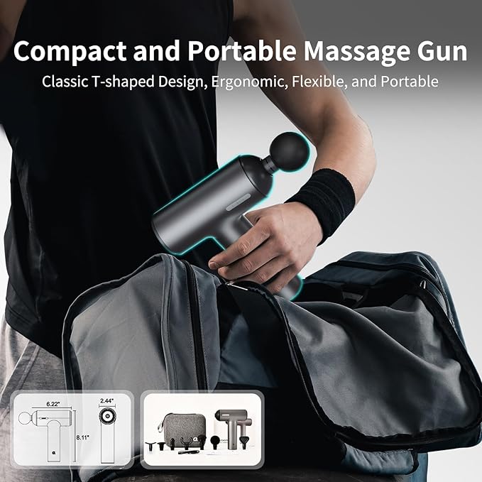 arboleaf Massage Gun deep Tissue, 6 Speeds Powerful Handheld Percussion Muscle Massager Gun with Portable Travel Case for Back, Shoulder, Sore Muscles, Pain Relief for Athletes, Relax, Gifts - Bloomnest