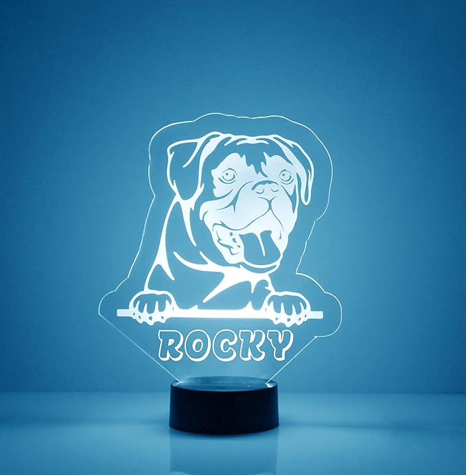 Custom Dog LED Sign Night Light Lamp with Remote, Light Up Display with Personalized Name or Image, Customized, Made in The USA, Clear Acrylic Home Decor Design with 16 Colors, 4 Modes (Pug) - Bloomnest