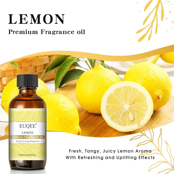 EUQEE Lemon Fragrance Oi Premium Essential Oil with Glass Dropper for Diffuser, DIY Bath Bombs, Candle Making - 2.02 Fl oz/ 60ML - Bloomnest