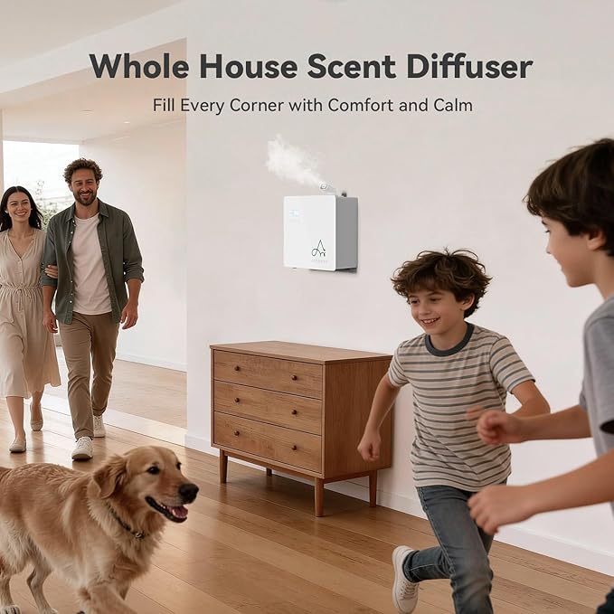 2025 Upgraded 3500 Sq.Ft Smart Scent Machine - HVAC System, Whole House Aroma & Hotel Collection Diffuser, Waterless Essential Oil Diffuser for Home, Office, 600ML Capacity, Cold Air Tech (White) - Bloomnest