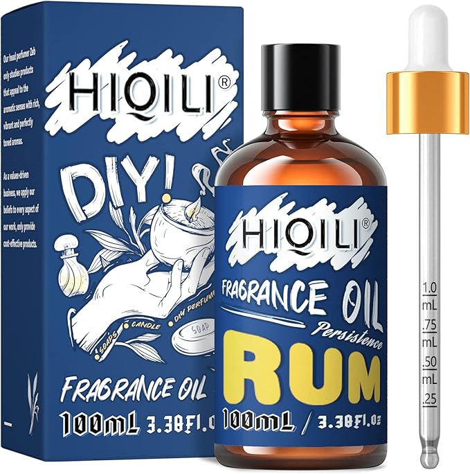 HIQILI Rum Essential Oil - Sweet Mellow Fragrance Oil for Diffuser, Candle Soap Perfume Lotion Making, 3.38 Fl Oz HIQILI