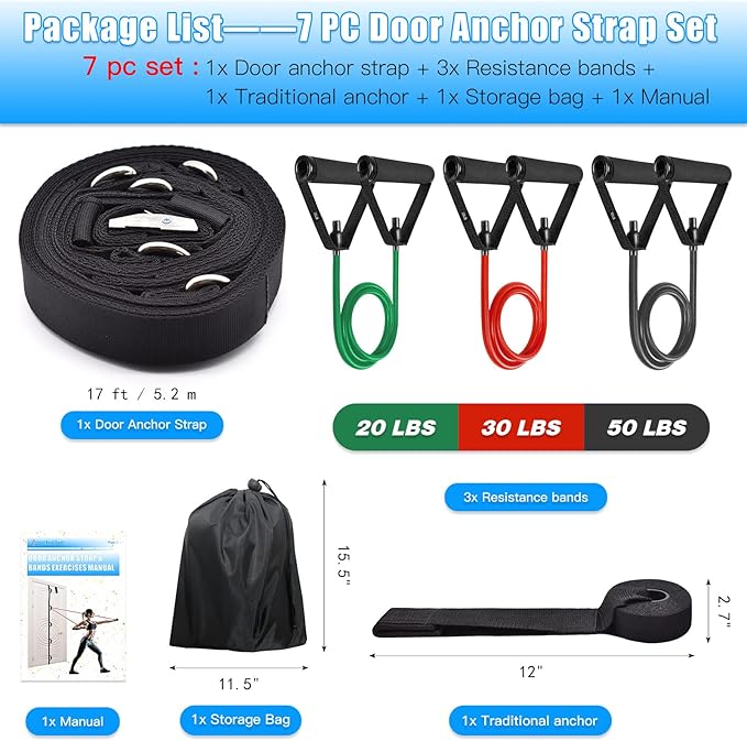 Brebebe Door Anchor Strap for Resistance Bands Exercises, Multi Point Anchor Gym Attachment for Home Fitness, Portable Door Band Resistance Workout Equipment, Easy to Install, Punch-Free, Nail-Free - Bloomnest