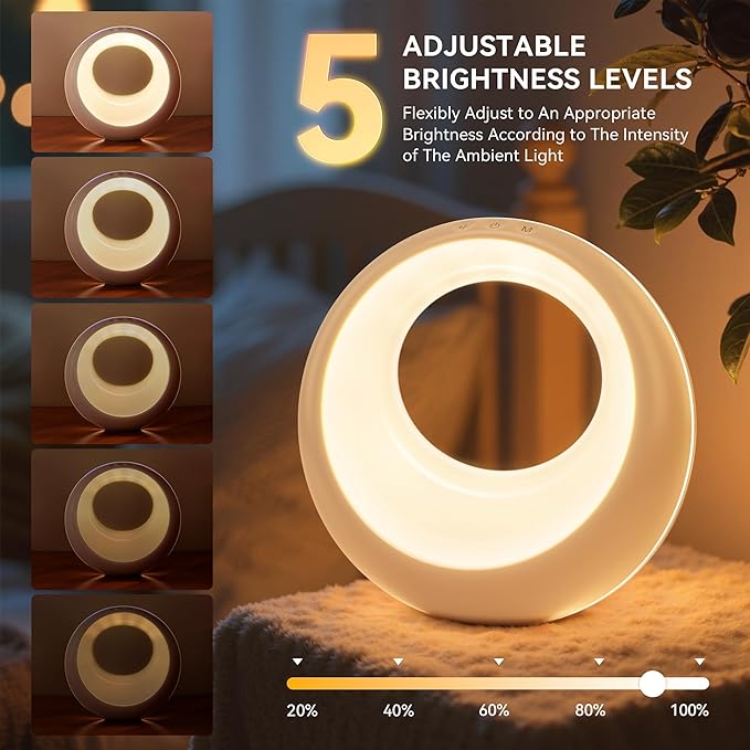 Auxmir Nursery Night Light for Baby, Magic Moon Lamp for Kids and Adult 7 Lighting Colors & 9 RGB Modes, Rechargeable Bedside Table Lamp with Timing Function, Sleep Aid Nursing Lamp for Bedroom - Bloomnest