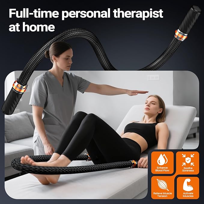 HYAKO S1 3D Flexible Pro Back Massage Rope - Handheld Vibration Therapy Massager & Hands-Free for Lower Back Pain Relief, 3000-7000 RPM Deep Tissue Muscle Massage Gun,Ideal for Athletes,Gym & Home Use - Bloomnest