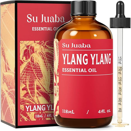 SU JUABA Ylang-Ylang Essential Oil 4 Oz, 100% Pure Natural Aromatherapy Oil for Diffuser, Skin Care, Hair & Perfume Making - 118ML Bloomnest