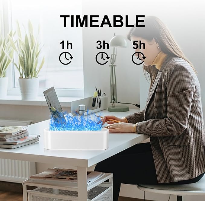Flame Air Aroma Diffuser Humidifier, Upgraded 7 Flame Colors Aromatherapy Aroma Diffusers for Home, Bedroom, Office, Yoga, Timer & Waterless Auto Off 150ml - Bloomnest