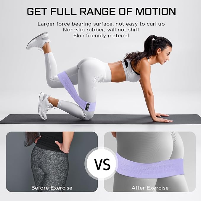 12 Pcs Fabric Resistance Bands for Working Out Booty Workout Stretch Exercise Bands Non Slip for Legs Squat Resistance Loop for Women Men Starter Butt Hip Thigh Fitness - Bloomnest