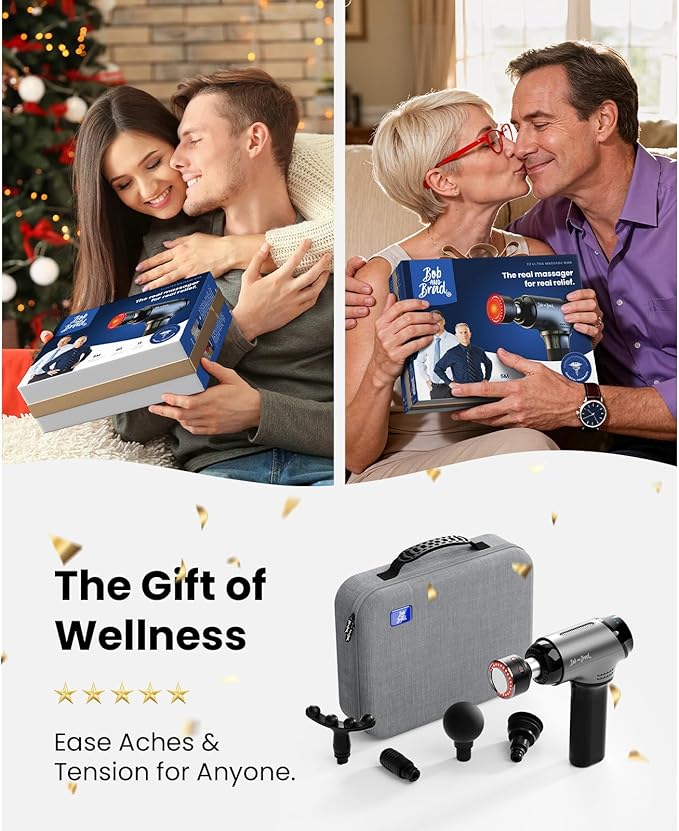 BOB AND BRAD T2 Ultra Massage Gun with Heat and Red LED Therapy, Heated Deep Tissue Massager for Athletes, Professional Percussion Massager for Muscle Relief, Portable Electric Massagers Home Gym - Bloomnest