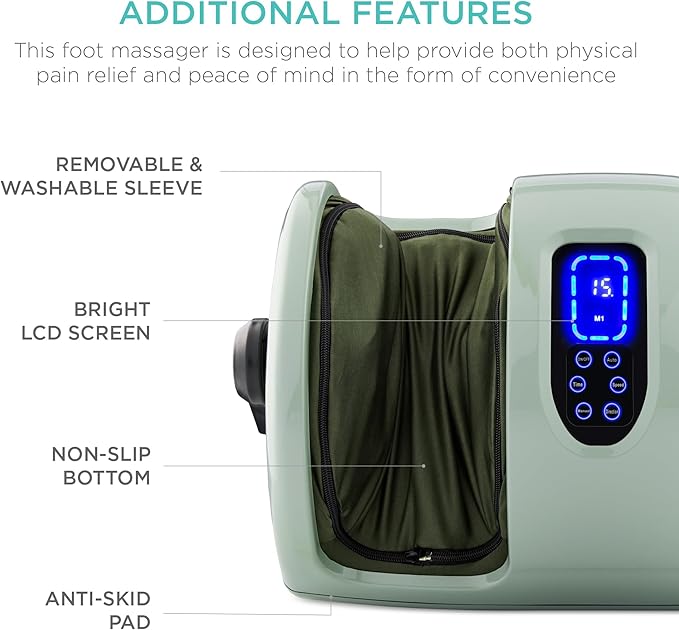 Best Choice Products Heated Shiatsu Foot Massager for Pain Relief, Plantar Fasciitis, Neuropathy, Blood Circulation w/Compact Design - Sage Green - Bloomnest