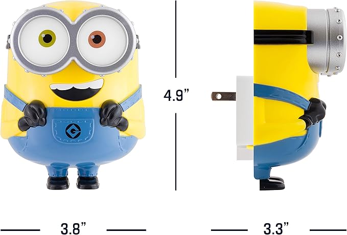 Minions: The Rise of Gru LED Night Light, Plug-in, Dusk to Dawn, UL-Listed, Yellow Glow, Despicable Me, Bob, Ideal for Kids Bedroom, Nursery, Bathroom, 43742 - Bloomnest