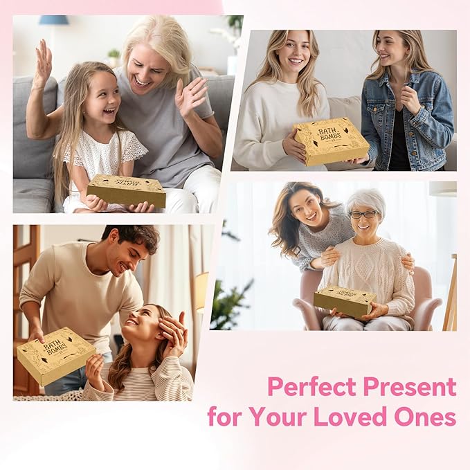 Bath Bombs for Women, 12 PCS Bath Set, Natural Bubble Bathbombs with Shea Butter, Dry Skin Moisturizing, Present for Christmas, Birthday, Valentine’s Day for Mom, Wife, Her, Girls - Bloomnest
