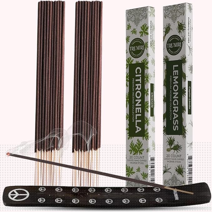 Trumiri Incense Sticks - Combo Pack of 40 Insence-Sticks - 20 Citronella + 20 Lemongrass - Insenses - Insents - Incents - Inscense - Incence - Incienso - All Natural Incense Sticks TRUMIRI