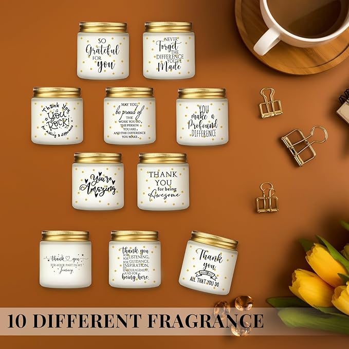 Roowest 30 Pcs Employee Appreciation Week Gifts Candle Jars 3.5 oz Thank You Gift Bulk Soy Wax Jar Inspirational Candle Business Office Favor for Teacher Nurse Coworker (Wramth Scents Style) - Bloomnest