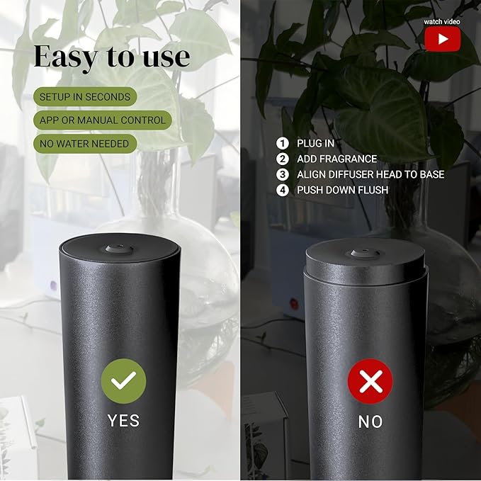 Dynamo Hotel Scent Diffuser – Cold-Air Essential Oil Diffuser for Home & Large Rooms up to 1000 sq ft, App & Manual Control, Hypoallergenic, Includes White Tea Fragrance Sample – Black - Bloomnest