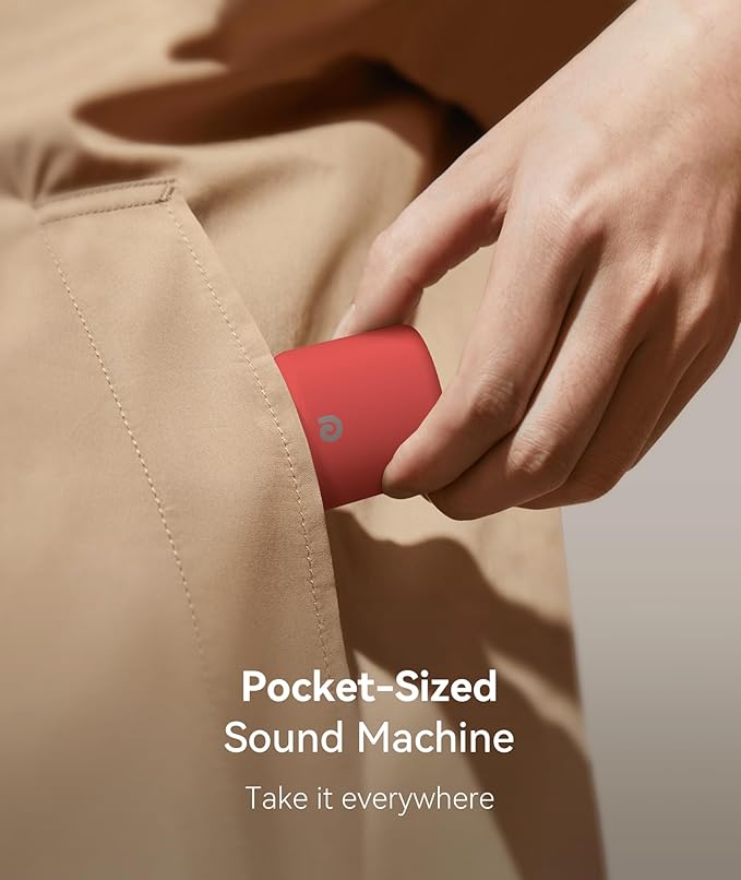 Dreamegg Travel White Noise Machine - Portable for Baby Adults, 16 Nature Sounds, Timer, Sleeping Gift, Red