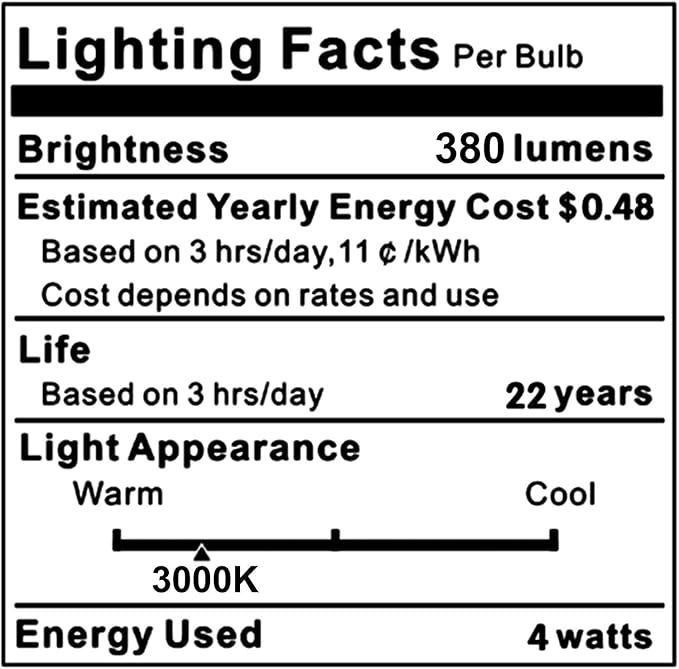 KLG E12 LED Bulb, Mini Candelabra Base, 4W (40W Equivalent), 3000K Warm White Non-Dimmable, T3/T4 Small Bulb for Ceiling Fan, Chandelier, 6 Pack - Bloomnest