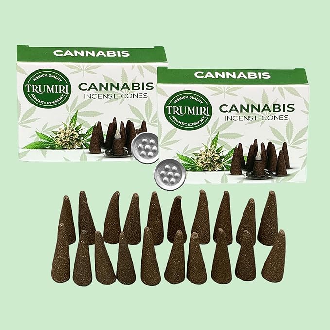 TRUMIRI Cannabis Scented Incense Cones - Total 20 Cone Incense - Dual Pack of 10 Insence Cones - Incense Cones Scented - Cone Incense Scents - Insense Cones - Incent Cone TRUMIRI