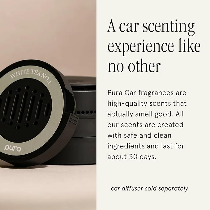 Pura Car Scent Refill - Fragrance for Pura Car Diffuser - Clean & Safe Luxury Diffuser Scent - Long-Lasting Fragrance for 30 Days of Aroma - White Tea No. 1 - Bloomnest