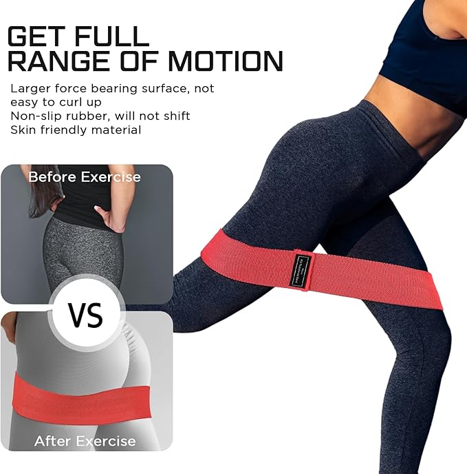 12 Pcs Fabric Resistance Bands for Working Out Booty Workout Stretch Exercise Bands Non Slip for Legs Squat Resistance Loop for Women Men Starter Butt Hip Thigh Fitness - Bloomnest