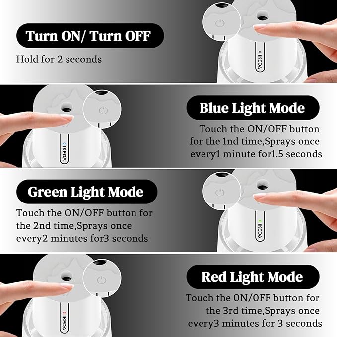 Ikeda Fragrance Smart Car Air Freshener,100ml Essential Oil Mist Aroma Machine, 3 Mode Mini Small Scent Spray for Truck & Car with Touch Switch, Automotive Aroma Diffuser for Gift(White, Milk-Aromas) - Bloomnest