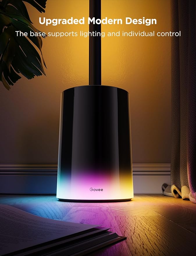 Govee Floor Lamp 2 with Matter, RGBIC, Warm Cool White LED, Alexa Compatible, 1725lm, Music Sync, Scene Modes, Smart Floor Lamp for Living Room, Bedroom, Black(1 Pack) - Bloomnest
