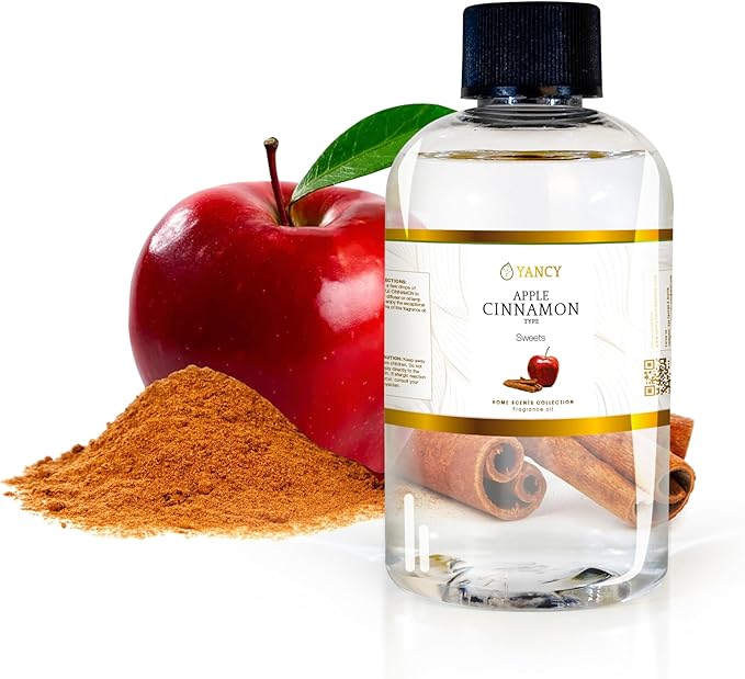 YANCY Apple Cinnamon Luxury Collection Fragrance Oil (4 oz), Warm Spiced Apple Aroma, Ideal for Diffusers, Oil Burners & Aroma Lamps, Cozy Scent for Fall Comfort YancySpa