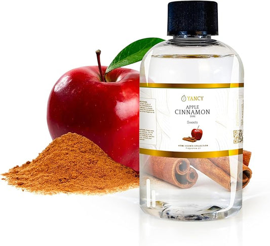 YANCY Apple Cinnamon Luxury Collection Fragrance Oil (4 oz), Warm Spiced Apple Aroma, Ideal for Diffusers, Oil Burners & Aroma Lamps, Cozy Scent for Fall Comfort YancySpa
